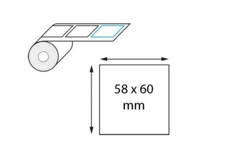 Étiquettes poids/prix thermique direct 58 mm x 60 mm en rouleaux