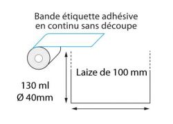 Linerless thermique 100 mm x 130 ml -  ∅40mm