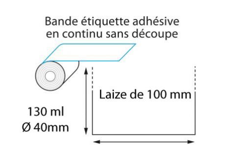 Linerless thermique 100 mm x 130 ml -  ∅40mm