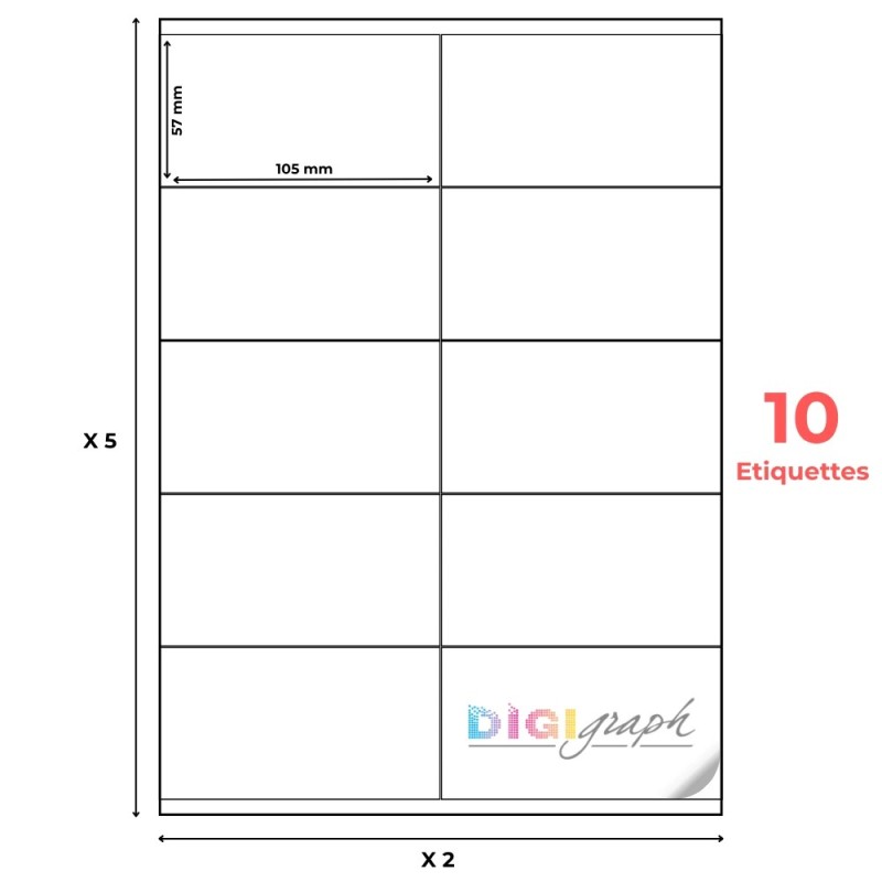 Planche A4 étiquettes 105 x 57 mm-Digigraph