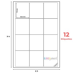 Planche A4 étiquettes  63,5 x 72 mm-Digigraph
