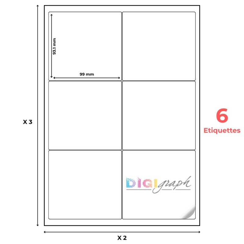 Planche A4 étiquettes  99 x 93,1 mm-Digigraph
