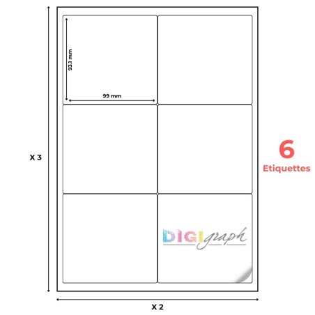 Planche A4 étiquettes  99 x 93,1 mm-Digigraph