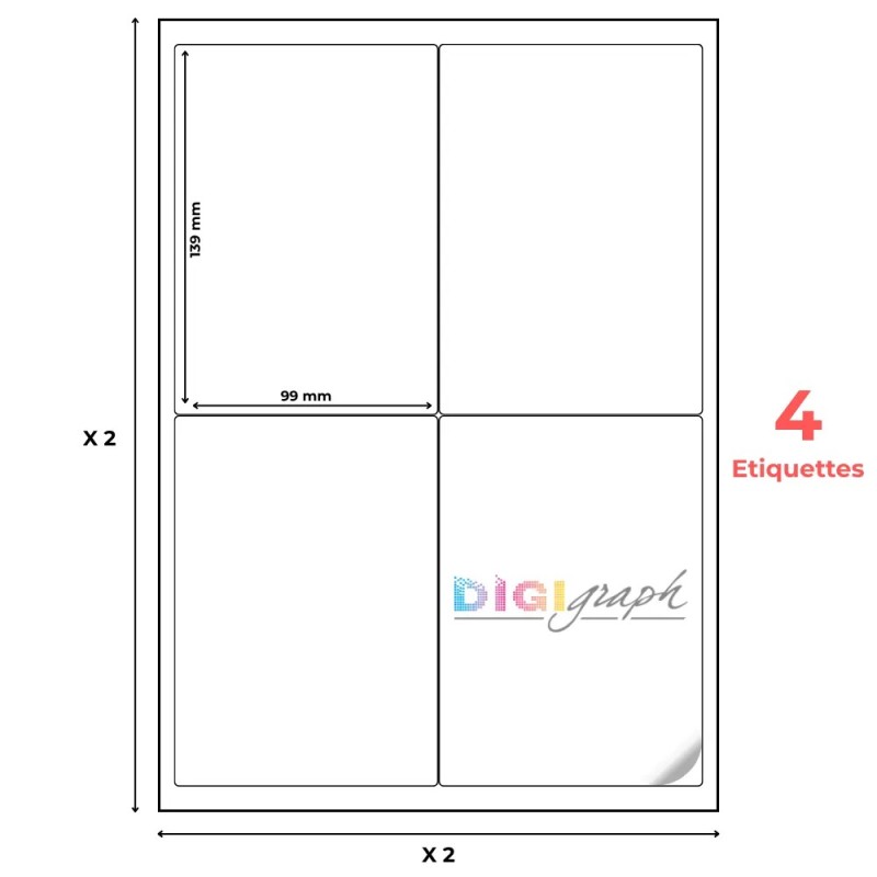 Planche A4 étiquettes 99 x 139 mm-Digigraph