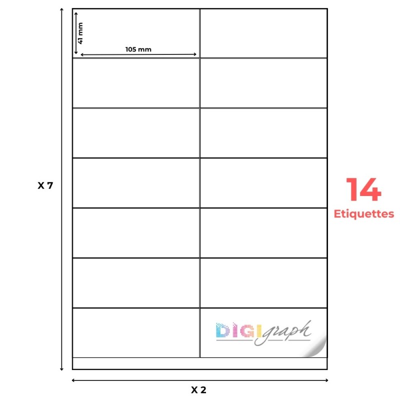 Planche A4 étiquettes 105 x 41 mm-Digigraph