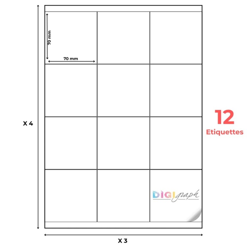 Planche A4 étiquettes 70 x 70 mm-Digigraph
