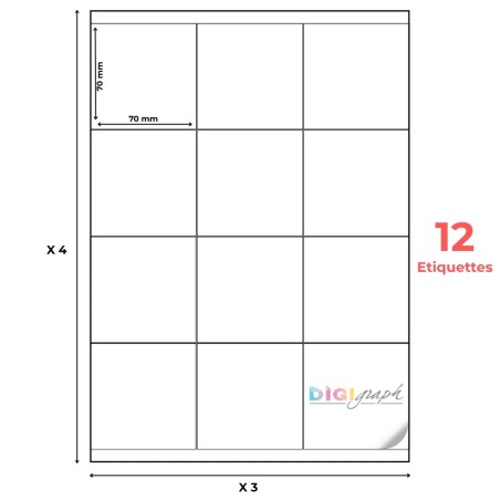 Planche A4 étiquettes 70 x 70 mm-Digigraph