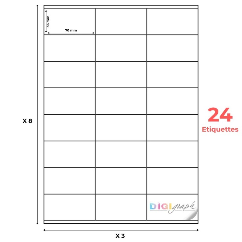 étiquette adhésive planche A4 70 x 36 mm-Digigraph