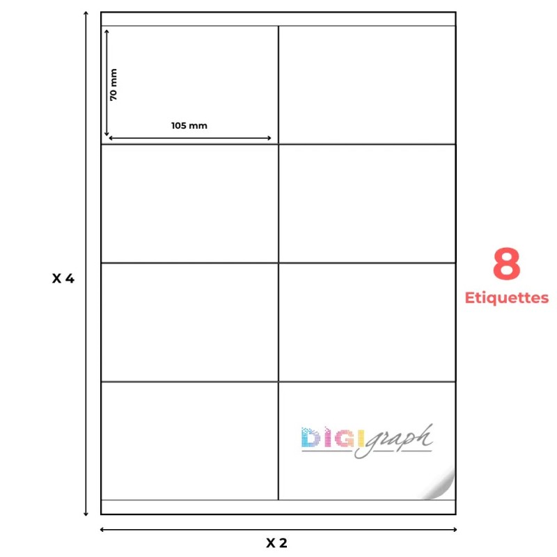 étiquette adhésive planche a4 105 x 70 mm-Digigraph