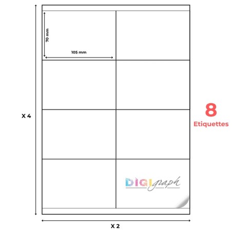 étiquette adhésive planche a4 105 x 70 mm-Digigraph