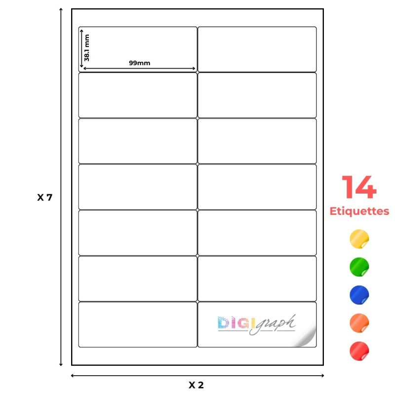 Planche A4 étiquettes 99 x 38,1 mm - Digigraph