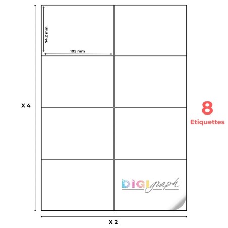 Planche A4 étiquettes 105 x 74,2 mm-Digigraph
