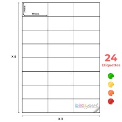 Planche A4 étiquettes fluo 70 x 37 mm