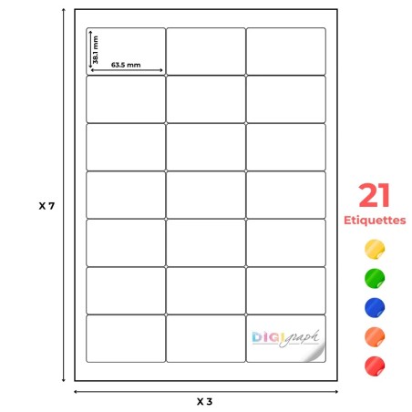 Planche A4 étiquettes  63,5 x 38,1 mm-Digigraph