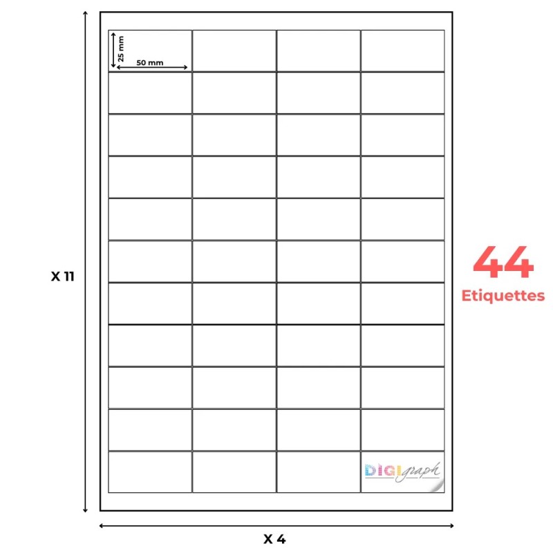 Planche A4 étiquettes 50 x 25 mm-Digigraph