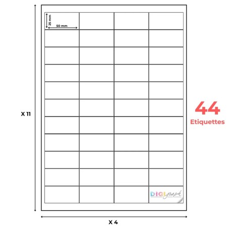 Planche A4 étiquettes 50 x 25 mm-Digigraph