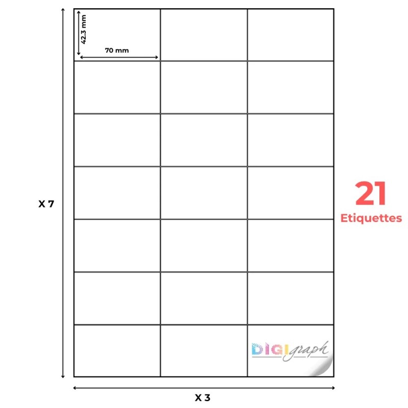 Planche A4 étiquettes 70 x 42,3 mm-Digigraph