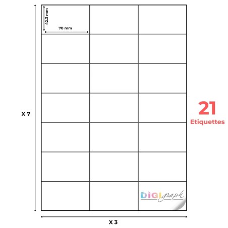 Planche A4 étiquettes 70 x 42,3 mm-Digigraph