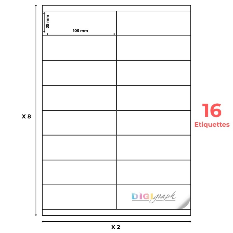 Planche A4 étiquettes 105 x 35 mm-Digigraph