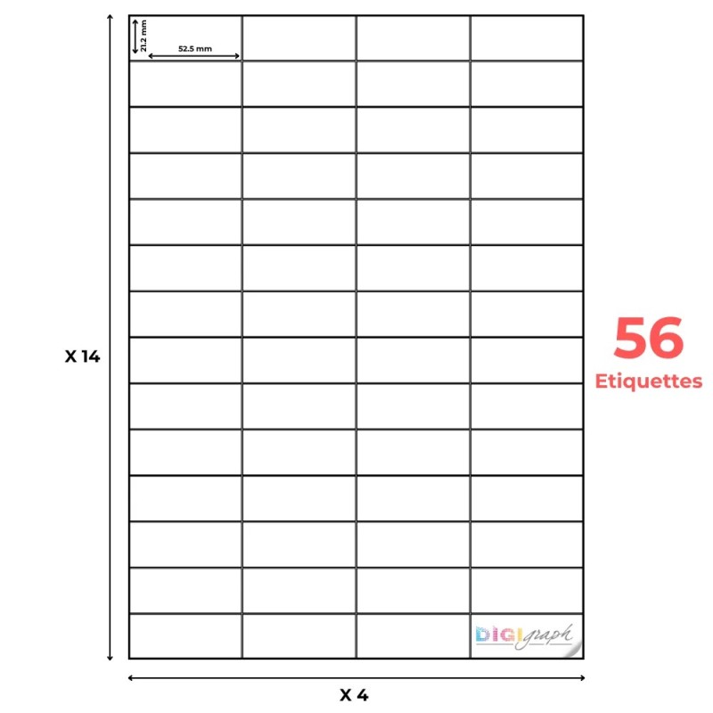 Planche A4 étiquettes 52,5 x 21, 2 mm-Digigraph