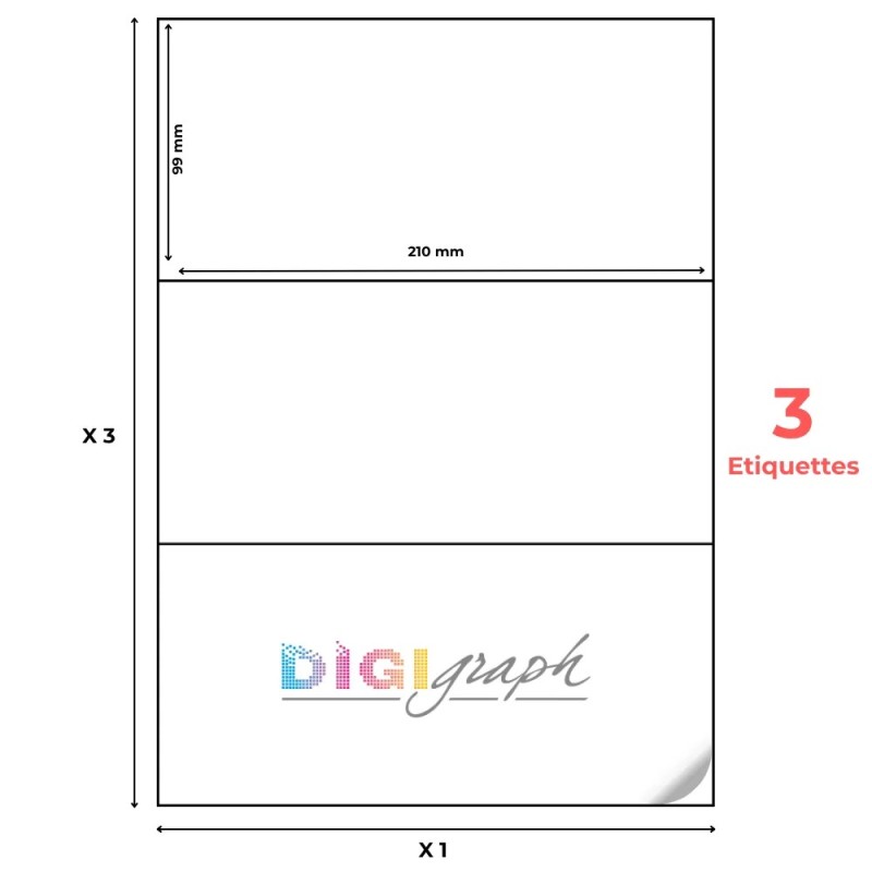 Planche A4 étiquettes 210 x 99 mm-Digigraph