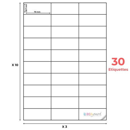 étiquette adhésive planche a4 70 x 30 mm-Digigraph