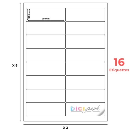 Planche A4 étiquettes 99 x 33,9 mm-Digigraph