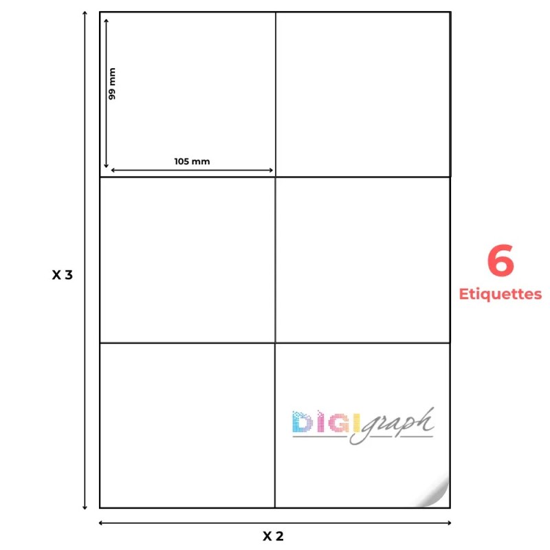 Planche A4 étiquettes 105 x 99 mm-Digigraph