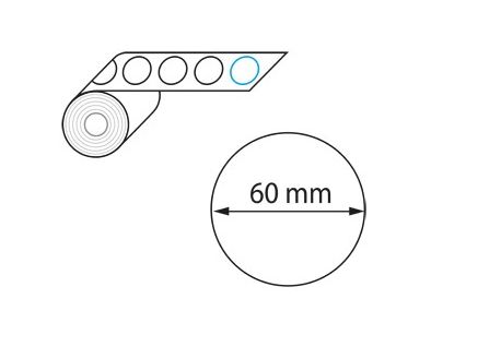 Etiquettes diamètre 60 mm jet d'encre et laser en rouleau 