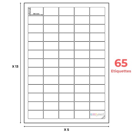 Planche A4 étiquettes 38,1 x 21,2 mm-Digigraph