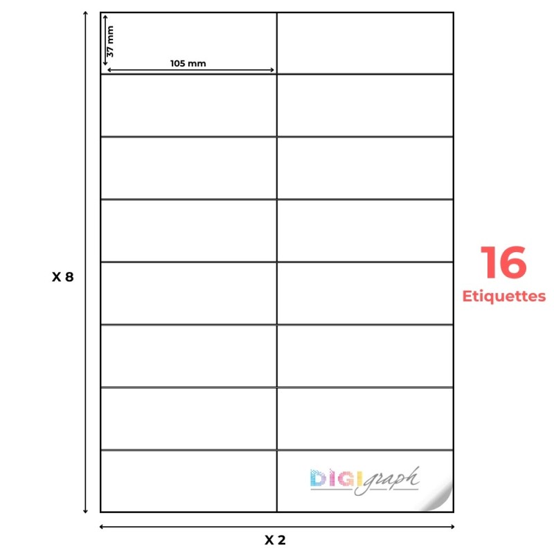 Planche A4 étiquettes 105 x 37 mm-Digigraph