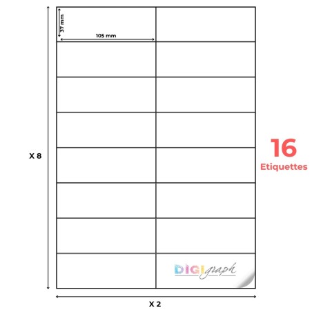 Planche A4 étiquettes 105 x 37 mm-Digigraph