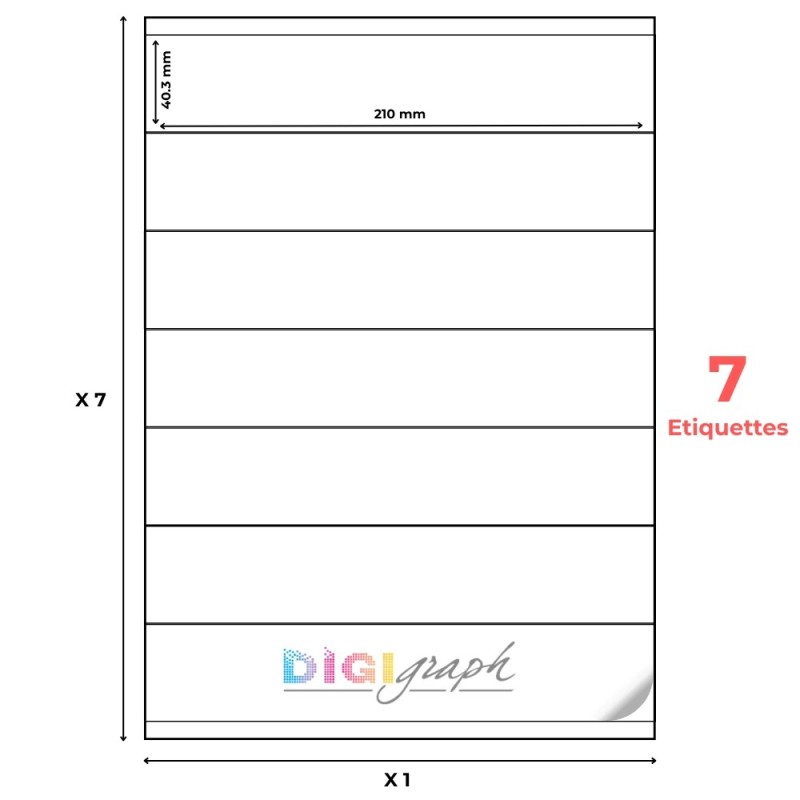 Planche A4 étiquettes 210 x 40,3 mm-Digigraph