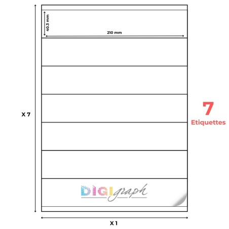 Planche A4 étiquettes 210 x 40,3 mm-Digigraph