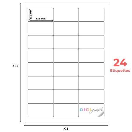 Planche A4 étiquettes  63,5 x 33,9 mm-Digigraph