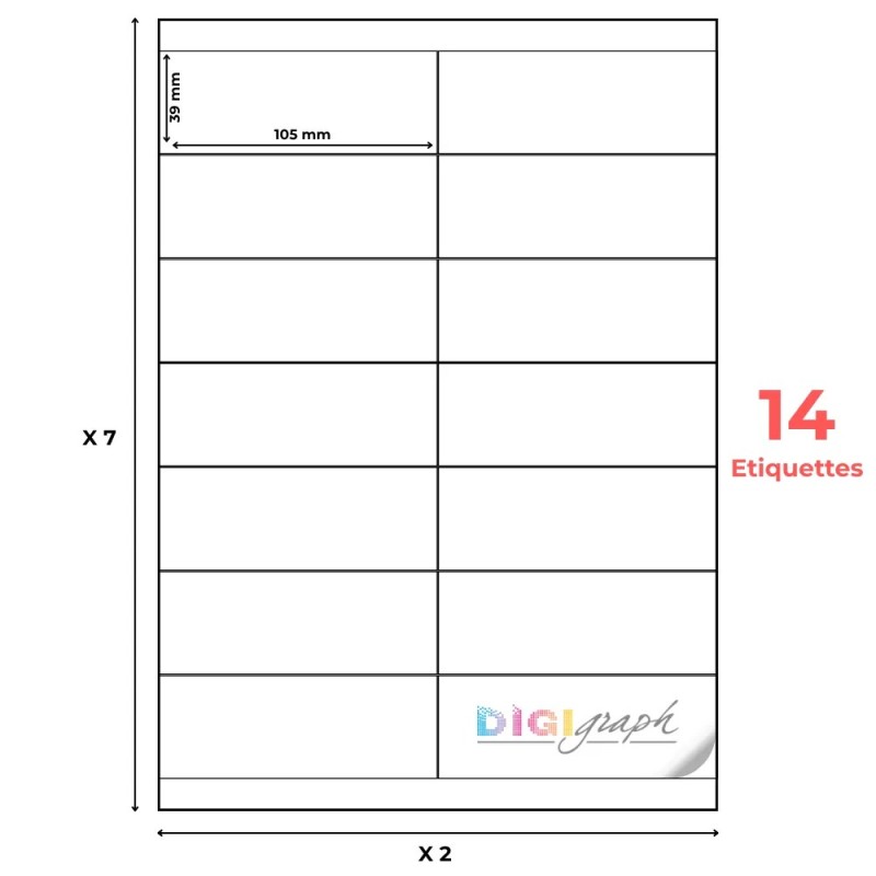 Planche A4 étiquettes 105 x 39 mm-Digigraph