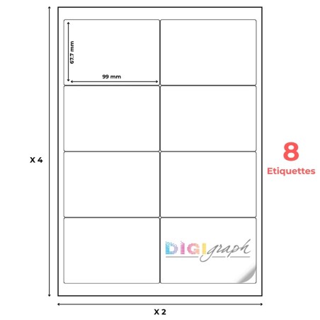 Planche A4 étiquettes 99 x 67,7 mm-Digigraph