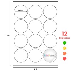Etiquettes rondes diamètre 63,5 mm | Digigraph