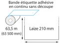 Etiquettes laize 210 mm x 63,5 mètres jet d'encre et laser en rouleau